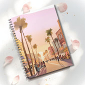 Carnet Sunset Coastal Town | Aquarelle côtière des palmie