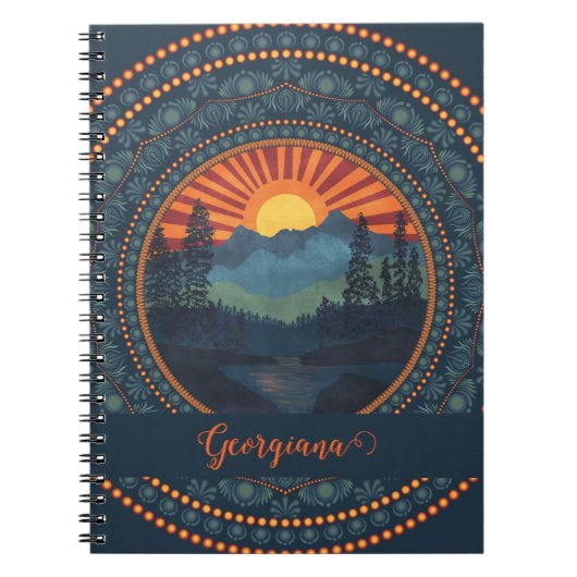 Carnet Sunset Dot Mandala Vintage Wilderness personnalisé (Devant)
