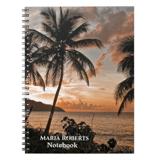 Carnet Sunset Tropical Beach Palm Trees Personnalisez (Devant)