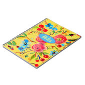 Carnet Sunshine rose et cerise en fleur (Côté gauche)