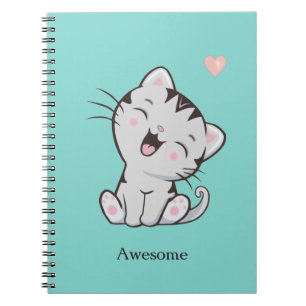 Carnet Super Cute Kitty Chat sur bleu clair