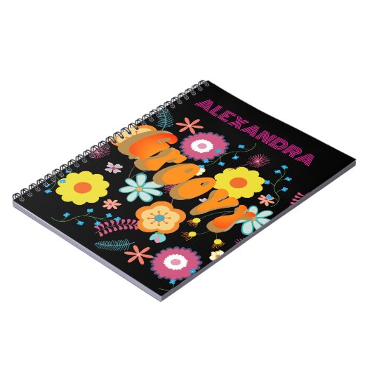 Carnet Super Fleur Power Coloré rose (Côté gauche)