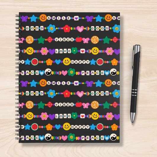 Carnet Super Good Vibes Love Smile Perles rétro