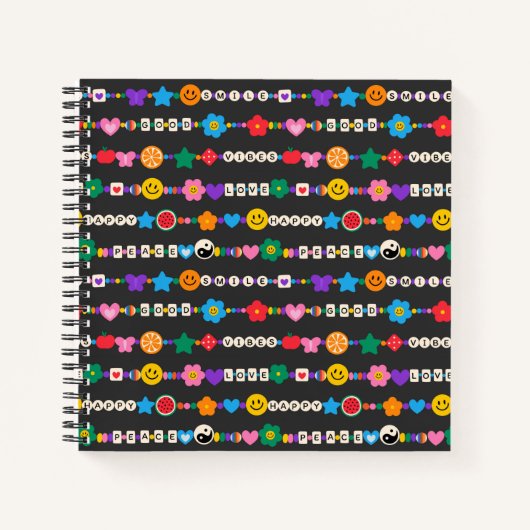 Carnet Super Good Vibes Love Smile Perles rétro (Devant)