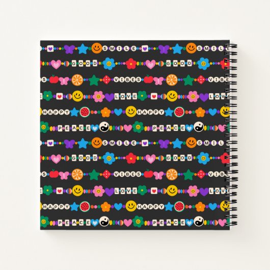 Carnet Super Good Vibes Love Smile Perles rétro (Dos)