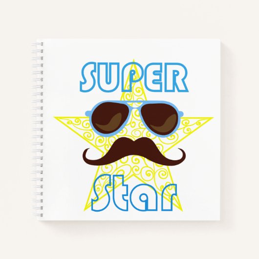 Carnet Super Star with sunglasses and mustache (Devant)