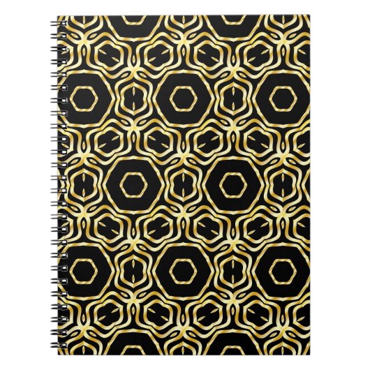 Carnet Superbe fleur noire et or sans soudure (Devant)