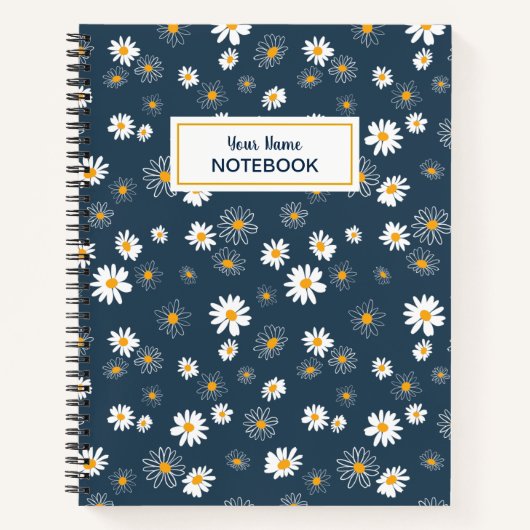 Carnet Superbe Marine Jaune Blanc Classique Fleurs de mar (Devant)