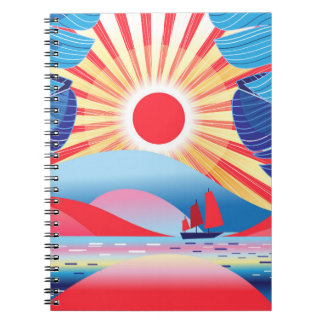 Carnet Superbe paysage Vintage avec palmiers et vue