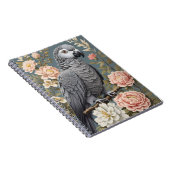 Carnet Superbe Perroquet Gray Africain Avec Élégantes Flo (Côté Droit)