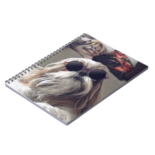 Carnet Superbe Shih Tzu cheveux longs lunettes de soleil (Côté gauche)