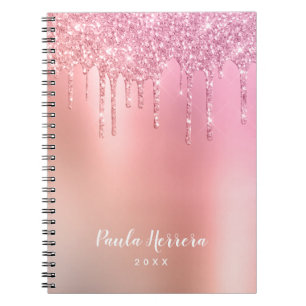 Carnet Superbes gouttes de roses rose or & cuivre parties