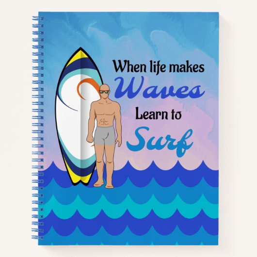 Carnet Surboard Ocean Waves Blue Motivational Quote (Devant)