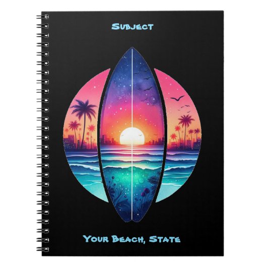Carnet Surf au coucher du soleil (Devant)