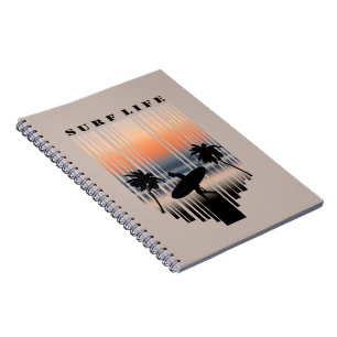 Carnet Surfer Marchant Sur La Plage Au Coucher Du Soleil