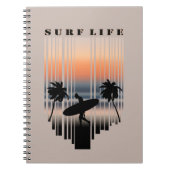 Carnet Surfer Marchant Sur La Plage Au Coucher Du Soleil (Devant)