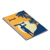 Carnet Surfer, palmier, falaise, Soleil, Lune, surfer (Côté Droit)
