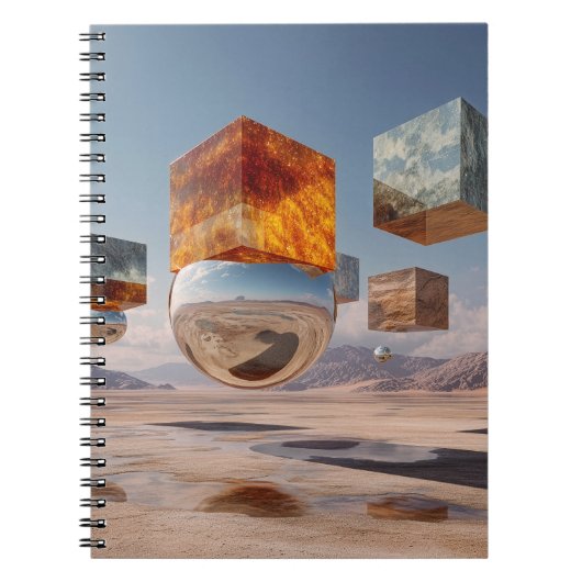 Carnet Surreal Floating Cubes And Reflective Sphere (Devant)