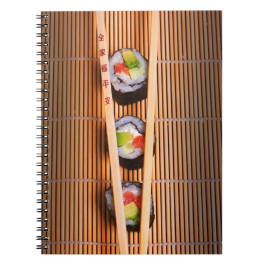 Carnet Sushi et baguettes en bois (Devant)