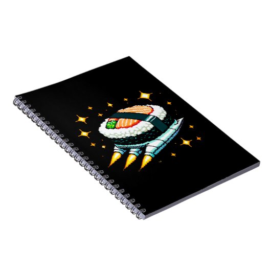Carnet Sushi Spacship Pixel Art Flying Sushi Roll Design (Côté Droit)