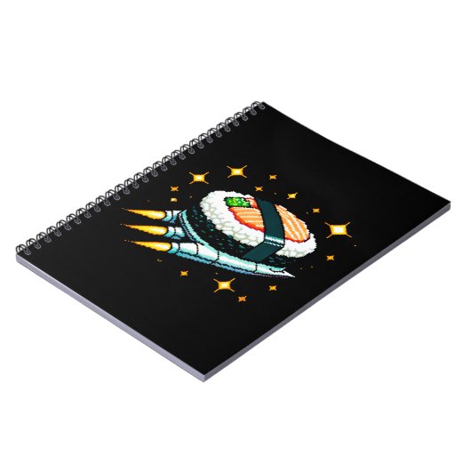 Carnet Sushi Spacship Pixel Art Flying Sushi Roll Design (Côté gauche)