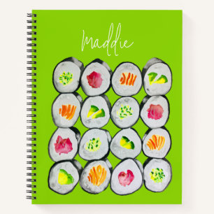 Carnet Sushi Time aquarelle wasabi
