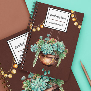 Carnet Suspension de succulent dans un pot de cuivre et d