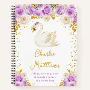 Carnet Swan Purple et Gold Roses statistiques de naissanc