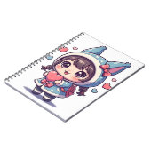 Carnet Sweat à capuche bleu cœur chic (Côté gauche)