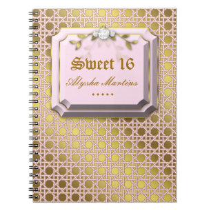 Carnet Sweet 16 Album photo treillis Feuille Bijou rose