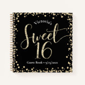 Carnet Sweet 16 Black Gold Parties scintillant Anniversai (Devant)