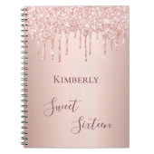 Carnet Sweet 16e seize rose de 16 ans parties scintillant (Devant)