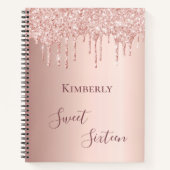 Carnet Sweet 16e seize rose de 16 ans parties scintillant (Devant)