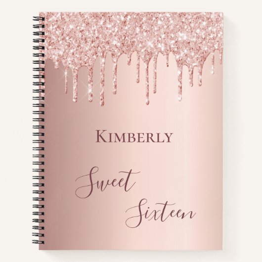 Carnet Sweet 16e seize rose de 16 ans parties scintillant (Devant)