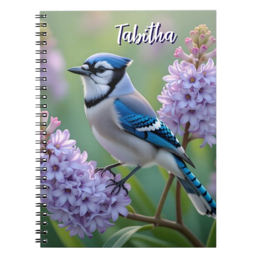 Carnet Sweet Blue Jay sur Lilacs Personnalisé (Devant)