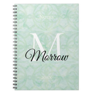 Carnet Sweet Mint Green Batik Nom et année Monogramme
