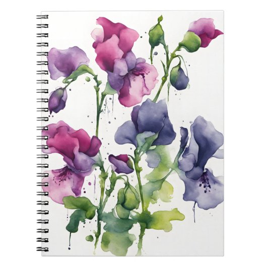 Carnet Sweet Pea - Watercolor flowers (Devant)