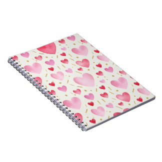 Carnet Sweet Pink Watercolor Hearts