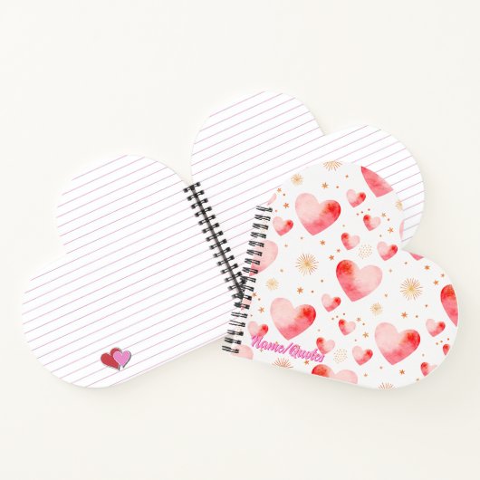 Carnet Sweet Valentine Heart Pattern with Golden Glitter (Intérieur)