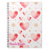 Carnet Sweet Valentine Heart Pattern with Golden Glitter (Devant)