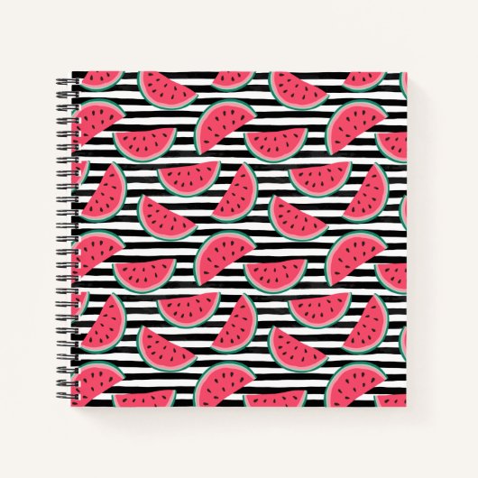 Carnet Sweet Watermelon sur bandes Motif noir et blanc (Devant)