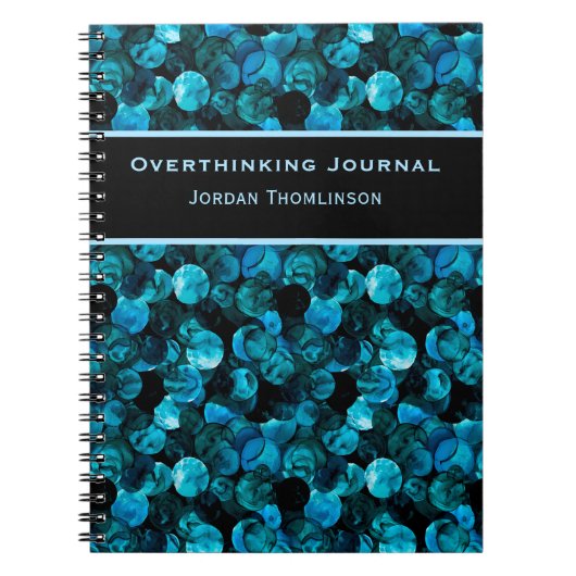 Carnet Swirls in Light Blue Aqua Teal and Black Stunning (Devant)