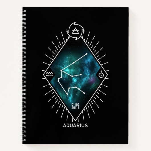 Carnet Symbole Aquarius Constellation et Zodiaque (Devant)