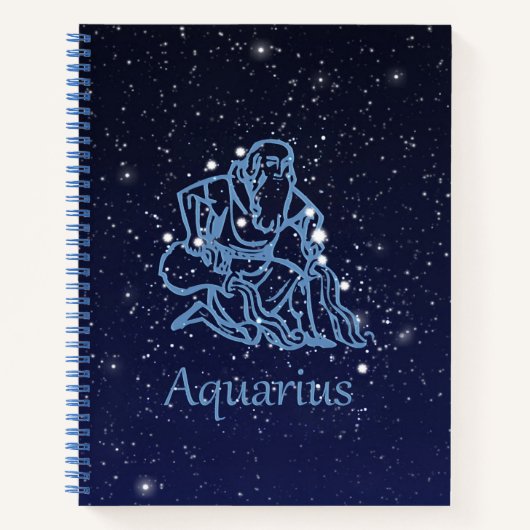 Carnet Symbole Aquarius Constellation et Zodiaque avec ét (Devant)