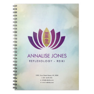 Carnet Symbole curatif de Reiki d'or dans des pétales de