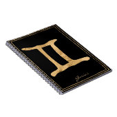 Carnet Symbole d'astrologie stylisée en or Gemini (Côté Droit)