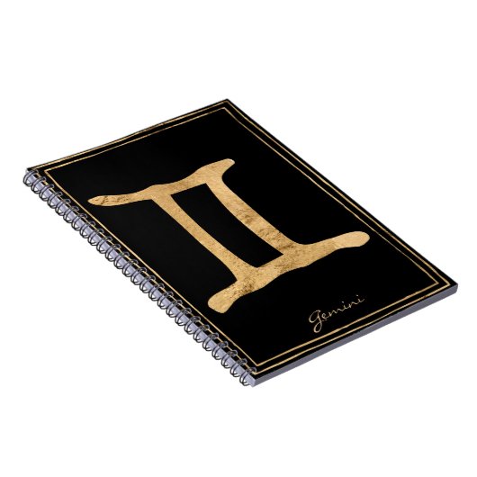 Carnet Symbole d'astrologie stylisée en or Gemini (Côté Droit)