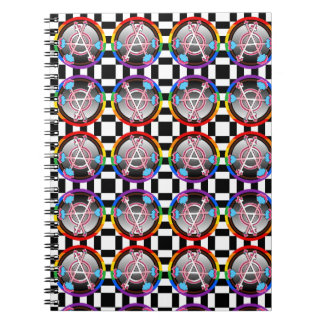 Carnet Symbole de l'anarchie de genre, emblème sur damier