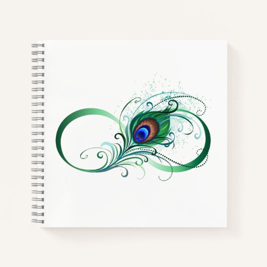 Carnet Symbole de l'infini avec plume de paon (Devant)
