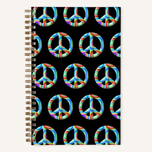 Carnet Symbole de paix rétro 3D (Recto)